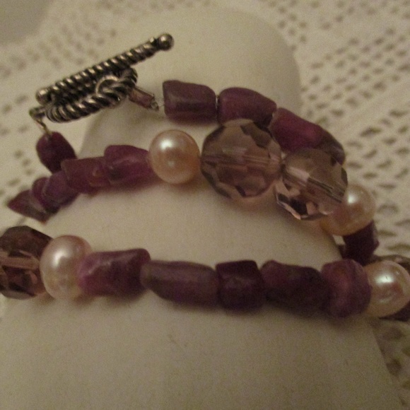 PEARL AMETHYST CRYSTAL STERLING SILVER NECKLACE - Picture 8 of 8